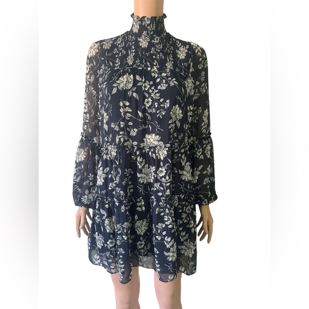 Trixxi Black and White Floral Long Sleeve Dress - Picture 3 of 8